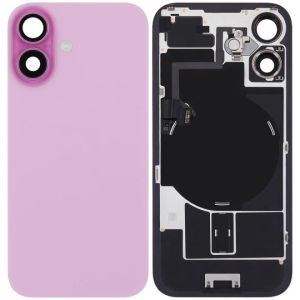 Back Glass With Steel Plate With Wireless NFC Charging MagSafe Magnet & Flashlight Flex Compatible For IPhone 16 Plus - Pink