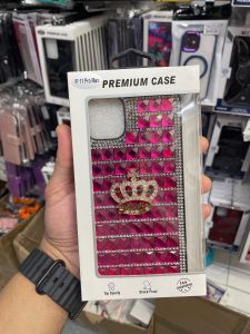 Trendy Fashion Design Hybrid Case Cover for iPhone 11 Pro Max - Crown on Hot Pink