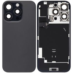 Back Glass With Steel Plate With Wireless NFC Charging MagSafe Magnet & Flashlight Flex Compatible For IPhone 16 Pro - Black