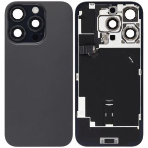 Back Glass With Steel Plate With Wireless NFC Charging MagSafe Magnet & Flashlight Flex Compatible For IPhone 16 Pro Max - Black