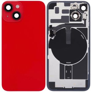 Back Glass With Steel Plate With Wireless NFC Charging MagSafe Magnet & Flashlight Flex Compatible For IPhone 14 - Red