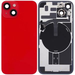 Back Glass With Steel Plate With Wireless NFC Charging MagSafe Magnet & Flashlight Flex Compatible For IPhone 14 Plus - Red
