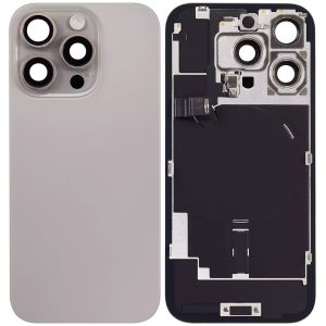 Back Glass With Steel Plate With Wireless NFC Charging MagSafe Magnet & Flashlight Flex Compatible For IPhone 16 Pro - Natural