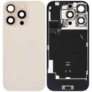 Back Glass With Steel Plate With Wireless NFC Charging MagSafe Magnet & Flashlight Flex Compatible For IPhone 16 Pro - Gold
