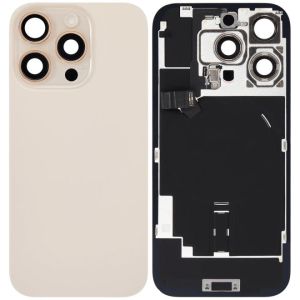 Back Glass With Steel Plate With Wireless NFC Charging MagSafe Magnet & Flashlight Flex Compatible For IPhone 16 Pro Max - Gold