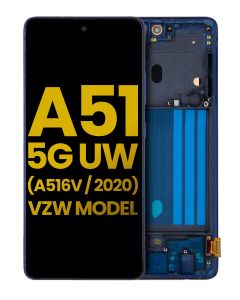 Refurbished OLED Assembly with Frame for Samsung A51 5G (A516V / 2020) (Verizon 5G UW Version) - Prism Bricks Blue