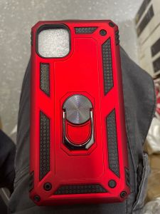 For AppleiPhone 11 Pro Max Ring Magnetic Kickstand Hybrid Case Cover - Red