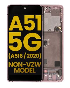Refurbished OLED Assembly with Frame for Samsung A51 5G (A516 / 2020) (Not Compatible with Verizon Version) - Prism Cube Pink