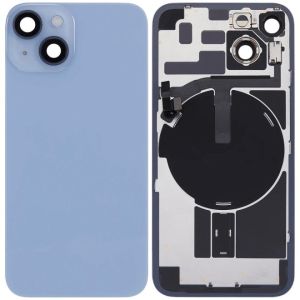 Back Glass With Steel Plate With Wireless NFC Charging MagSafe Magnet & Flashlight Flex Compatible For IPhone 14 Plus - Blue