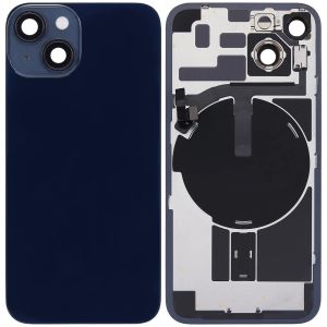 Back Glass With Steel Plate With Wireless NFC Charging MagSafe Magnet & Flashlight Flex Compatible For IPhone 14 - Black