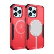 For iPhone 14 PRO 6.1" Tough Shockproof [Magnetic Circle] Hybrid Case - Red