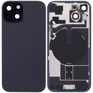 Back Glass With Steel Plate With Wireless NFC Charging MagSafe Magnet & Flashlight Flex Compatible For IPhone 15 - Black