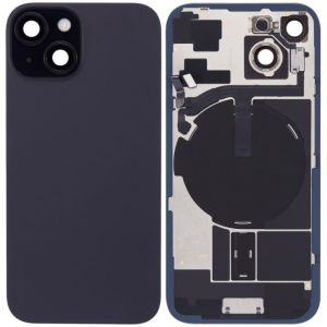 Back Glass With Steel Plate With Wireless NFC Charging MagSafe Magnet & Flashlight Flex Compatible For IPhone 15 Plus - Black