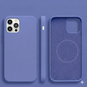 For iPhone 12 Silicone With [Magnetic Circle] Case - Capri Blue