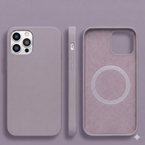 For iPhone 17 Pro Max Silicone With [Magnetic Circle] Case - Purple Fog