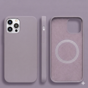 For iPhone 17 Silicone With [Magnetic Circle] Case - Purple Fog