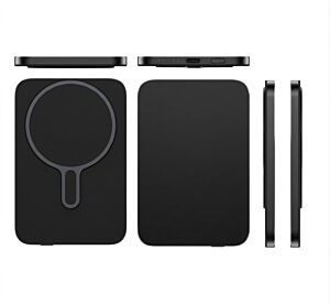 5000mAh Slim Aluminum Wireless Magnetic Power Bank - Black