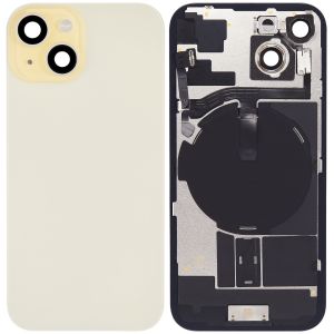 Back Glass With Steel Plate With Wireless NFC Charging MagSafe Magnet & Flashlight Flex Compatible For IPhone 15 - Yellow