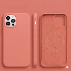 For iPhone 13 Pro Max Silicone With [Magnetic Circle] Case - Pink Pamelo