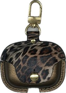 Fashion Leather Cheetah Print Case For Airpod 2nd Gen - Brown