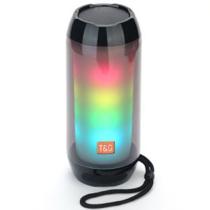 Portable LED Light Waterproof Subwoofer Wireless Bluetooth Speaker - Black