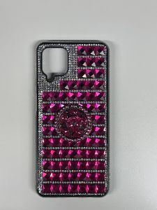 For Samsung A12 Trendy Fashion Design Hybrid Case Cover -Ring Stand On Pink
