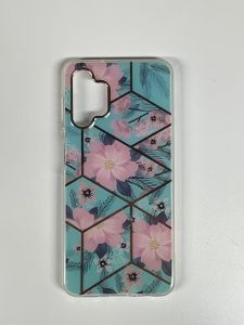 For Samsung A13 Floral IMD Chrome Design Shockproof Hybrid Case Cover - B
