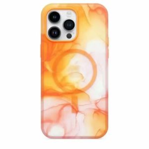 For iPhone 15 Pro Dyed Transparent [Magnetic Circle] Shockproof Hybrid - Orange