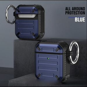 Heavy-Duty Armor Carbon Fiber Case For AirPod 2nd - Blue
