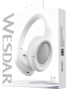 WESDAR Brand Wireless Sport Headphones With Pu Leather Earmuff(ENC) - White