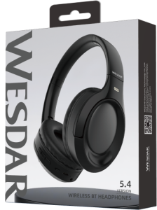 WESDAR Brand Wireless Sport Headphones With Pu Leather Earmuff(ENC) - Black
