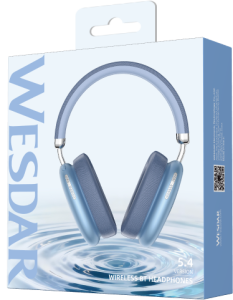 Wesdar Over-Ear Metal Blue Wireless Bluetooth Headsets (ANC&ENC)