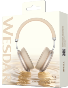 Wesdar Over-Ear Metal Cream Wireless Bluetooth Headsets (ANC&ENC)