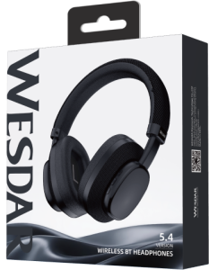 Wesdar K-285H Wireless Bluetooth 5.4 Over-Ear Headphones with 40mm Drivers, 20h Playback, Type-C Charging, Black