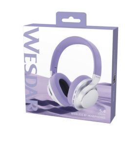 WEDSAR Bluetooth 5.4 Earmuff Headphones with Soft Ear Cushions & ENC - Purple