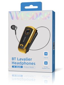 Wireless Bluetooth 5.1 LED Earbuds Retractable Cable Click Vibration Function - Black + Gold