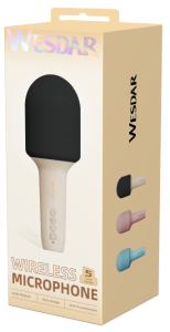 Karaoke Microphone, Portable Bt Speaker -Beige