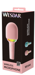 Karaoke Microphone with RGB Lights, Portable Bt Speaker -Pink