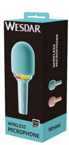 Karaoke Microphone with RGB Lights, Portable Bt Speaker -Blue