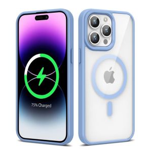 For iPhone 14 Skin Touch Feel [Magnetic Circle] Kickstand Hybrid - Light Blue