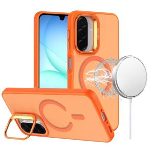 For Samsung A17 5G Magnetic Matte Camera Metallic Stand Hybrid Case - Cosmic Orange