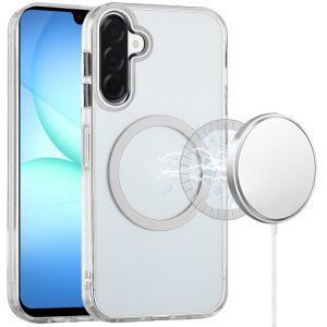 For Samsung A17 5G Magnetic Circle Ring Transparent Premium Acrylic with Metal Buttons & Camera Raised Lip - Clear