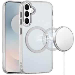 For Samsung s26 Plus Magnetic Circle Ring Transparent Premium Acrylic with Metal Buttons & Camera Raised Lip - Clear