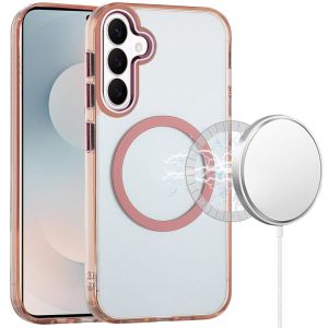 For Samsung s26 Plus Magnetic Circle Ring Transparent Premium Acrylic with Metal Buttons & Camera Raised Lip - Rose Gold