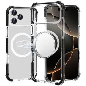 For iPhone 17 Pro Max Acrylic [Magnetic Circle] Tough 2.5mm Transparent ShockProof Hybrid - Black