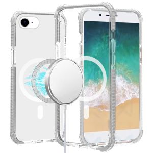 For iPhone 16E / SE4 Acrylic [Magnetic Circle] Tough 2.5mm Transparent ShockProof Hybrid - White