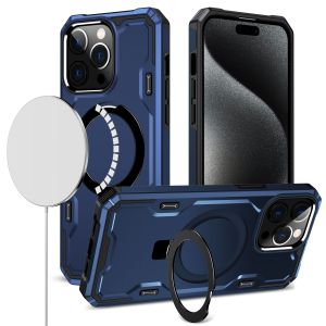 For iPhone 12 & iPhone 12 Pro Magnetic Ring Stand Simplistic Tough Hybrid Case Cover - Blue