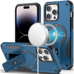For iPhone 14 PRO MAX 6.7" Sturdy Bracket Kickstand Magnetic Hybrid - Blue