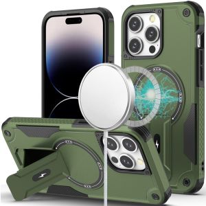 For iPhone 14 PRO MAX 6.7" Sturdy Bracket Kickstand Magnetic Hybrid - Midnight Green
