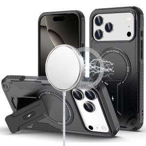 For iPhone 17 Pro Max Sturdy Bracket Kickstand Magnetic Hybrid - Black